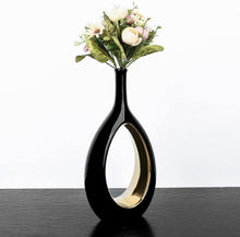 Load image into Gallery viewer, Samawi Black and Gold Vase Set of 2 Ceramic Vase for Home Decor Flower Vase Decorative Vases Modern and round Vase for Pampras Grass …
