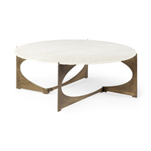 Load image into Gallery viewer, &quot;49&quot;&quot; Round White Marble Top Gold And Metal Base Coffee Table&quot;
