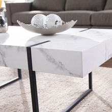 Load image into Gallery viewer, &quot;43&quot;&quot; White Faux Marble And Iron With Iron Coffee Table&quot;
