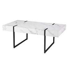 Load image into Gallery viewer, &quot;43&quot;&quot; White Faux Marble And Iron With Iron Coffee Table&quot;
