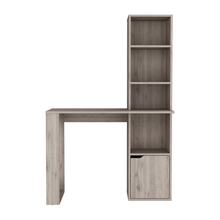 Load image into Gallery viewer, Computer Desk with Single Door Cabinet and 4-Tier Shelf Bicknell, Light Gray Finish
