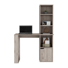 Load image into Gallery viewer, Computer Desk with Single Door Cabinet and 4-Tier Shelf Bicknell, Light Gray Finish
