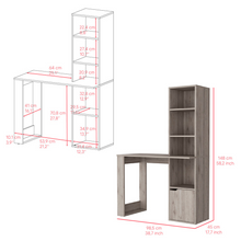 Load image into Gallery viewer, Computer Desk with Single Door Cabinet and 4-Tier Shelf Bicknell, Light Gray Finish
