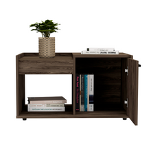 Load image into Gallery viewer, Coffee Table Dext, Single Door Cabinet, One Open Shelf, Dark Walnut Finish
