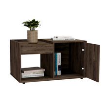 Load image into Gallery viewer, Coffee Table Dext, Single Door Cabinet, One Open Shelf, Dark Walnut Finish
