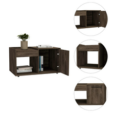 Load image into Gallery viewer, Coffee Table Dext, Single Door Cabinet, One Open Shelf, Dark Walnut Finish
