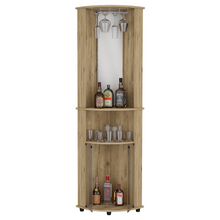 Load image into Gallery viewer, Corner Bar Cabinet Rialto, Three Shelves, Macadamia Finish
