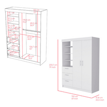 Load image into Gallery viewer, Armoire Rumanu, Three Drawers, White Finish
