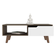 Load image into Gallery viewer, Coffee Table 2.0 Bull, One Drawer, Four Legs, Dark Brown / White Finish
