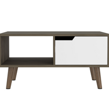 Load image into Gallery viewer, Coffee Table 2.0 Bull, One Drawer, Four Legs, Dark Brown / White Finish
