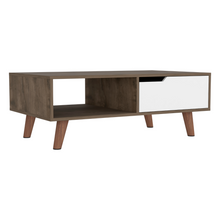 Load image into Gallery viewer, Coffee Table 2.0 Bull, One Drawer, Four Legs, Dark Brown / White Finish
