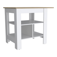 Load image into Gallery viewer, Bowie 2 Piece Kitchen Set, Kitchen Island + Pantry Cabinet, White / Light Oak Finish
