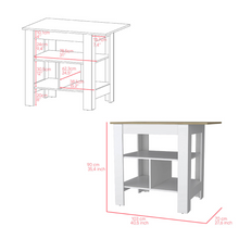 Load image into Gallery viewer, Bowie 2 Piece Kitchen Set, Kitchen Island + Pantry Cabinet, White / Light Oak Finish
