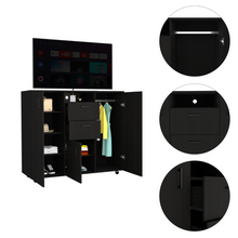 Load image into Gallery viewer, Double Door Cabinet Dresser Quizz, Two Drawers, Single Cabinet, Rod, Black Wengue Finish
