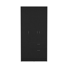 Load image into Gallery viewer, Armoire Cobra, Double Door Cabinets, One Drawer, Five Shelves, Black Wengue / White Finish
