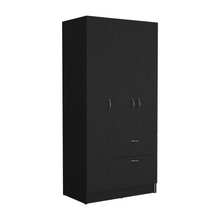 Load image into Gallery viewer, Armoire Cobra, Double Door Cabinets, One Drawer, Five Shelves, Black Wengue / White Finish
