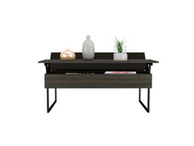 Load image into Gallery viewer, Lift Top Coffee Table Wuzz, Two Legs, Two Shelves, Carbon Espresso / Black Wengue Finish
