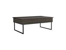 Load image into Gallery viewer, Lift Top Coffee Table Wuzz, Two Legs, Two Shelves, Carbon Espresso / Black Wengue Finish
