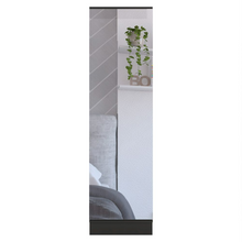 Load image into Gallery viewer, Shoe Rack Chimg, Mirror, Five Interior Shelves, Single Door Cabinet, Black Wengue Finish
