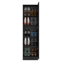 Load image into Gallery viewer, Shoe Rack Chimg, Mirror, Five Interior Shelves, Single Door Cabinet, Black Wengue Finish
