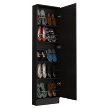 Load image into Gallery viewer, Shoe Rack Chimg, Mirror, Five Interior Shelves, Single Door Cabinet, Black Wengue Finish
