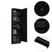 Load image into Gallery viewer, Shoe Rack Chimg, Mirror, Five Interior Shelves, Single Door Cabinet, Black Wengue Finish
