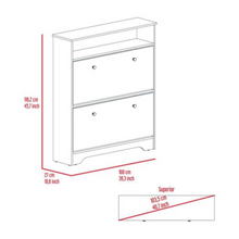 Load image into Gallery viewer, Shoe Rack Dublin, One Open Shelf, Two Extendable Cabinets, Light Oak / White Finish
