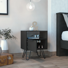 Load image into Gallery viewer, Nightstand Skyoner, Single Drawer, Hairpin Legs, Black Wengue Finish
