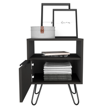 Load image into Gallery viewer, Nightstand Skyoner, Single Drawer, Hairpin Legs, Black Wengue Finish
