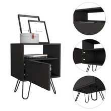 Load image into Gallery viewer, Nightstand Skyoner, Single Drawer, Hairpin Legs, Black Wengue Finish
