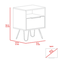 Load image into Gallery viewer, Nightstand Skyoner, Single Drawer, Hairpin Legs, Black Wengue Finish
