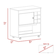 Load image into Gallery viewer, Bar Cart Aloha, Lower Panel, Six Bottle Cubbies, One Cabinet, Light Oak / White Finish
