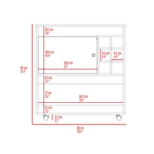 Load image into Gallery viewer, Bar Cart Aloha, Lower Panel, Six Bottle Cubbies, One Cabinet, Light Oak / White Finish
