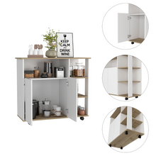 Load image into Gallery viewer, Kitchen Island Kamkacht, One Cabinet, Four Open Shelves, Light Oak / White Finish
