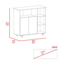 Load image into Gallery viewer, Kitchen Island Kamkacht, One Cabinet, Four Open Shelves, Light Oak / White Finish
