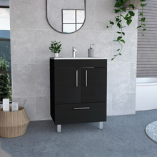 Load image into Gallery viewer, Single Bathroom Vanity Mayorca, Double Door Cabinet, One Drawer, Black Wengue Finish
