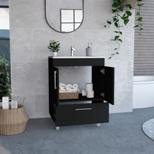 Load image into Gallery viewer, Single Bathroom Vanity Mayorca, Double Door Cabinet, One Drawer, Black Wengue Finish
