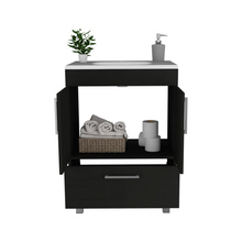 Load image into Gallery viewer, Single Bathroom Vanity Mayorca, Double Door Cabinet, One Drawer, Black Wengue Finish
