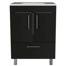 Load image into Gallery viewer, Single Bathroom Vanity Mayorca, Double Door Cabinet, One Drawer, Black Wengue Finish
