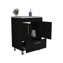 Load image into Gallery viewer, Single Bathroom Vanity Mayorca, Double Door Cabinet, One Drawer, Black Wengue Finish
