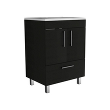 Load image into Gallery viewer, Single Bathroom Vanity Mayorca, Double Door Cabinet, One Drawer, Black Wengue Finish
