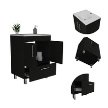 Load image into Gallery viewer, Single Bathroom Vanity Mayorca, Double Door Cabinet, One Drawer, Black Wengue Finish
