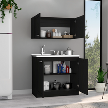 Load image into Gallery viewer, Cabinet Set Zeus, Two Shelves, Black Wengue Finish
