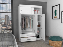 Load image into Gallery viewer, Armoire Chaplin, Rod, Three Door Cabinet, Two Drawers, White Finish
