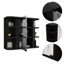 Load image into Gallery viewer, Medicine Cabinet Milano,Six External Shelves Mirror, Black Wengue Finish
