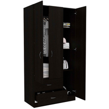 Load image into Gallery viewer, Three Door Armoire Clark, Metal Rod, Black Wengue Finish
