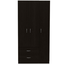 Load image into Gallery viewer, Three Door Armoire Clark, Metal Rod, Black Wengue Finish
