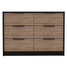 Load image into Gallery viewer, 4 Drawer Double Dresser Maryland, Metal Handle, Black Wengue / Pine Finish
