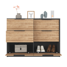 Load image into Gallery viewer, 4 Drawer Double Dresser Maryland, Metal Handle, Black Wengue / Pine Finish
