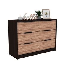 Load image into Gallery viewer, 4 Drawer Double Dresser Maryland, Metal Handle, Black Wengue / Pine Finish
